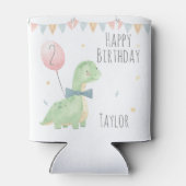 かわいい水彩恐竜誕生日少年パーソナライズされた 缶クーラー (裏面)