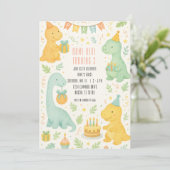 かわいい水彩恐竜3rd誕生日招待状 招待状 (スタンド正面)