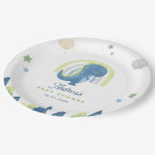 かわいい水彩恐竜Tレックスベイビーシャワーパーティー ペーパープレート (アングル)