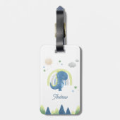 かわいい水彩恐竜Tレックス&レインボーキッド名 ラゲッジタグ (裏面縦)