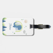 かわいい水彩恐竜Tレックス&レインボーキッド名 ラゲッジタグ (裏面横)