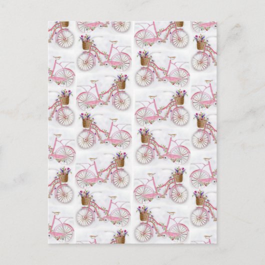 かわいい水彩手描きのヴィンテージ自転車 ポストカード (正面)