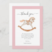 かわいい水彩揺れ馬の赤ちゃんシャワー サンキューカード (正面/裏面)