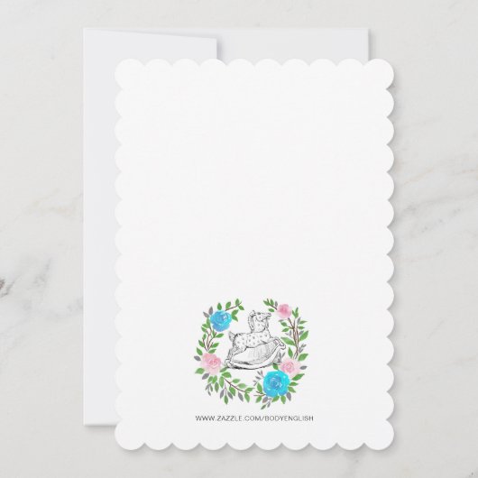 かわいい水彩揺れ馬の赤ちゃんシャワー 招待状 (裏面)