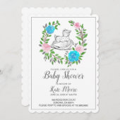 かわいい水彩揺れ馬の赤ちゃんシャワー 招待状 (正面/裏面)