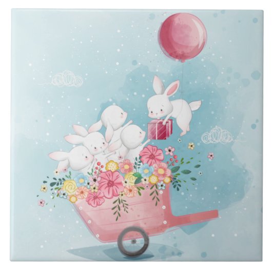 かわいい水彩文房陶磁器タイル タイル (正面)