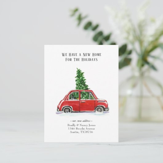 かわいい水彩新しい家のための休日の移動 ポストカード (スタンド正面)