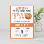 かわいい水彩新人バスケットボール2nd誕生日 招待状 (スタンド正面)