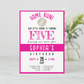 かわいい水彩新人ベースボールガール誕生日 招待状 (スタンド正面)