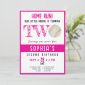 かわいい水彩新人ベースボールガール2nd誕生日 招待状 (スタンド正面)