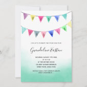 かわいい水彩旗がベビーシャワーを描く 招待状 (正面)