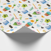 かわいい水彩春の花模様 楽しいイースター ラッピングペーパー (角)