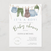 かわいい水彩服の赤ちゃんシャワー ポストカード (正面)