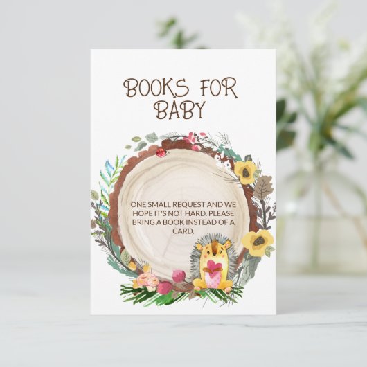 かわいい水彩木地シャワーヘッジホッグ エンクロージャーカード (スタンド正面)