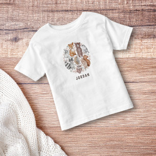 かわいい水彩木版動物名 トドラーTシャツ