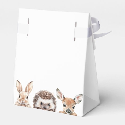 かわいい水彩木版動物赤ちゃんシャワー フェイバーボックス (裏面サイド)