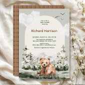 かわいい水彩林のベビーシャワー 招待状