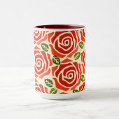 かわいい水彩柄かわいいバラ赤白 マグカップ (中央)