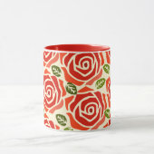 かわいい水彩柄のバラかわいい赤い白 マグカップ (中央)