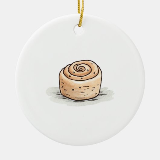 かわいい水彩桂皮転が セラミックオーナメント (正面)