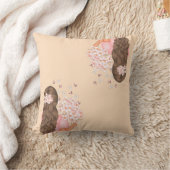 かわいい水彩桃色のモノグラムの花を彼女のために クッション (ブランケット)