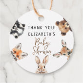 かわいい水彩森林の動物ベビーシャワー フェイバータグ (裏面)