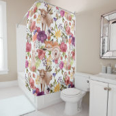 かわいい水彩森林動物のフローラ シャワーカーテン (インサイチュ)