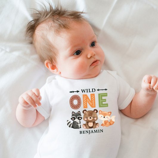 かわいい水彩森林動物 ベビーボディスーツ