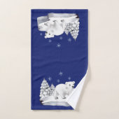 かわいい水彩極熊の松の木雪片 バスタオルセット (ハンドタオル)