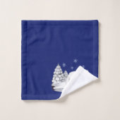 かわいい水彩極熊の松の木雪片 バスタオルセット (ウォッシュタオル)