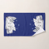 かわいい水彩極熊の松の木雪片 バスタオルセット (ハンドタオル)