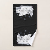かわいい水彩極熊の松の木雪片 バスタオルセット (ハンドタオル)