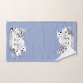 かわいい水彩極熊の松の木雪片 バスタオルセット (ハンドタオル)