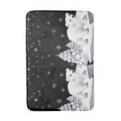 かわいい水彩極熊の松の木雪片 バスマット (正面縦)