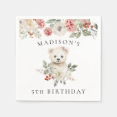 かわいい水彩極熊の誕生日パーティー スタンダードカクテルナプキン (正面)