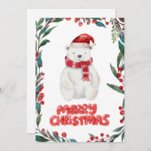 かわいい水彩極熊メリークリスマス シーズンカード (正面/裏面)