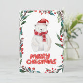 かわいい水彩極熊メリークリスマス シーズンカード (スタンド正面)