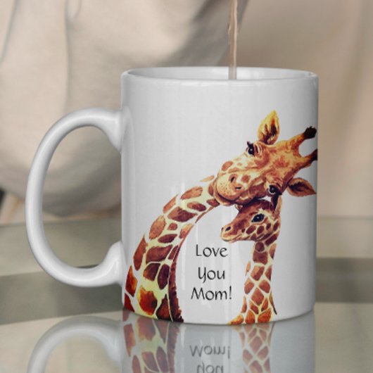 かわいい水彩母とベビーキリン母の日 コーヒーマグカップ