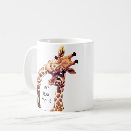 かわいい水彩母とベビーキリン母の日 コーヒーマグカップ (正面左)