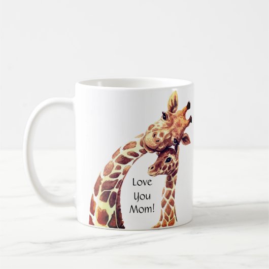 かわいい水彩母とベビーキリン母の日 コーヒーマグカップ (左)