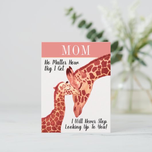 かわいい水彩母とベビージラフェス母の日 ポストカード (スタンド正面)