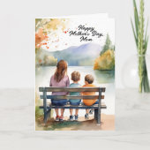 かわいい水彩母と子供 | 母の日 カード (正面)