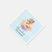 かわいい水彩母獅子&かわいい赤ちゃんシャワー スタンダードカクテルナプキン (角)