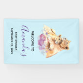 かわいい水彩母獅子&かわいい赤ちゃんシャワー 横断幕 (横)