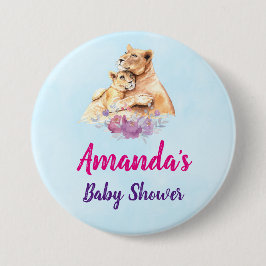 かわいい水彩母獅子&かわいい赤ちゃんシャワー 缶バッジ