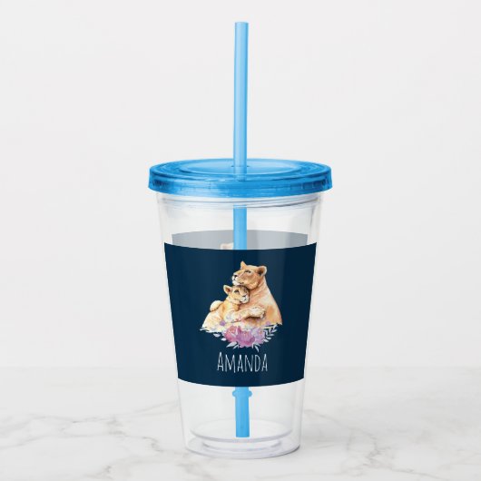 かわいい水彩母獅子&かわいい アクリルタンブラー (正面)