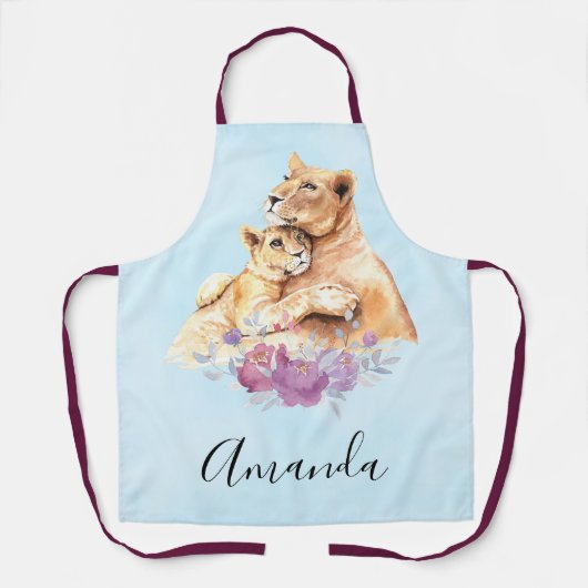 かわいい水彩母獅子&かわいい エプロン (正面)