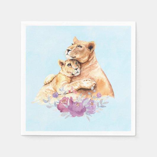 かわいい水彩母獅子&かわいい スタンダードカクテルナプキン (正面)