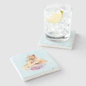 かわいい水彩母獅子&かわいい ストーンコースター (横)