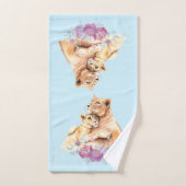 かわいい水彩母獅子&かわいい バスタオルセット (ハンドタオル)